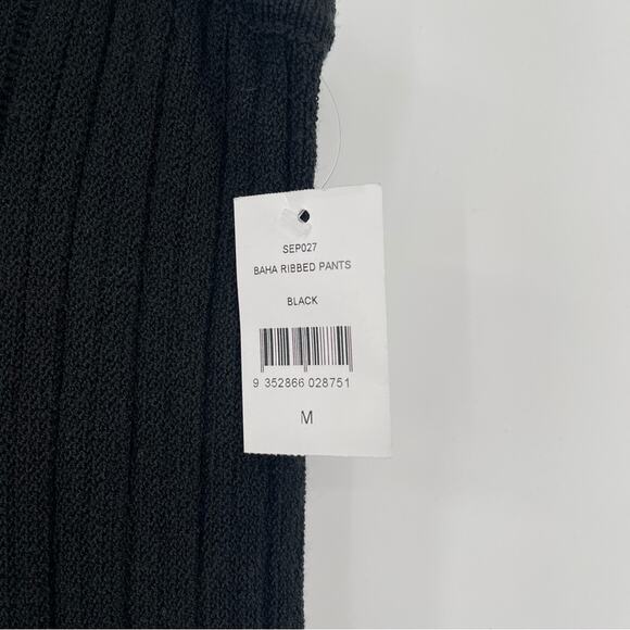SNDYS Everyday Lounge x Revolve Baha Ribbed Knit Wide Leg Pants Black Medium NWT - Picture 10 of 16
